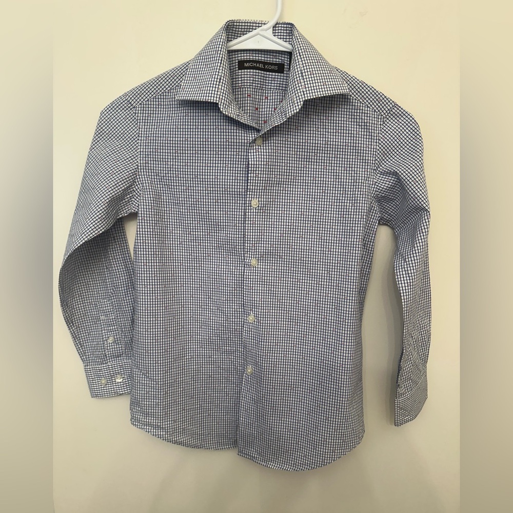 Boys Michael Kors Blue and White Plaid Shirt size 8